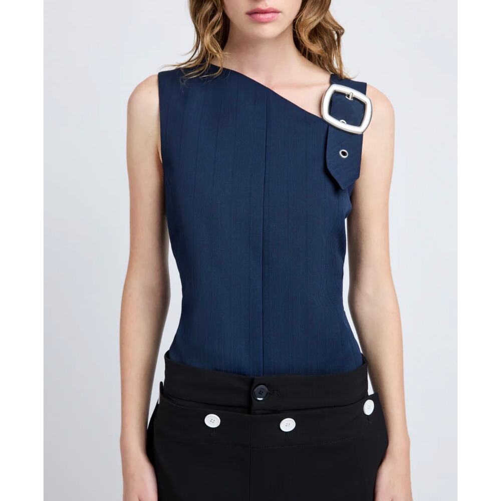 Proenza Schouler Marin Buckle Detail Top in Midnight 6